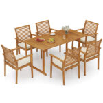 Acacia Wood 7-Piece Patio Dining Set with Umbrella Hole - Image 3