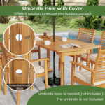 Acacia Wood 7-Piece Patio Dining Set with Umbrella Hole - Image 8