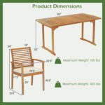 Acacia Wood 7-Piece Patio Dining Set with Umbrella Hole - Image 11