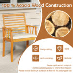 7Â Pieces AcaciaÂ WoodÂ PatioÂ DiningÂ Set withÂ 1.97 Inch Umbrella Hole and Padded Cushions - Image 6