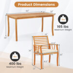 7Â Pieces AcaciaÂ WoodÂ PatioÂ DiningÂ Set withÂ 1.97 Inch Umbrella Hole and Padded Cushions - Image 4