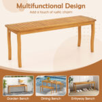 AcaciaÂ WoodÂ OutdoorÂ TableÂ andÂ BenchÂ ChairsÂ Set withÂ 1.97 Inch Umbrella Hole - Image 7