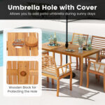 AcaciaÂ WoodÂ OutdoorÂ TableÂ andÂ BenchÂ ChairsÂ Set withÂ 1.97 Inch Umbrella Hole - Image 8