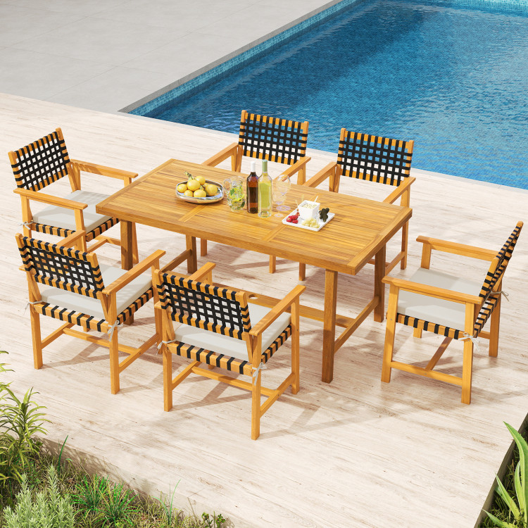 upload_1757592010926432_723542.jpg 7-Piece Patio Dining Set for 6 People Farmhouse Furniture - Image 1