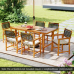 7-Piece Patio Dining Set for 6 People Farmhouse Furniture - Image 2