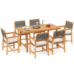 7-Piece Patio Dining Set for 6 People Farmhouse Furniture - Image 4