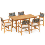 7-Piece Patio Dining Set for 6 People Farmhouse Furniture - Image 3