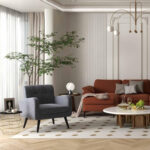 Accent Chair + Side Table + L-Shaped Sectional Sofa /3-Piece Modern Living Room Furniture Set/