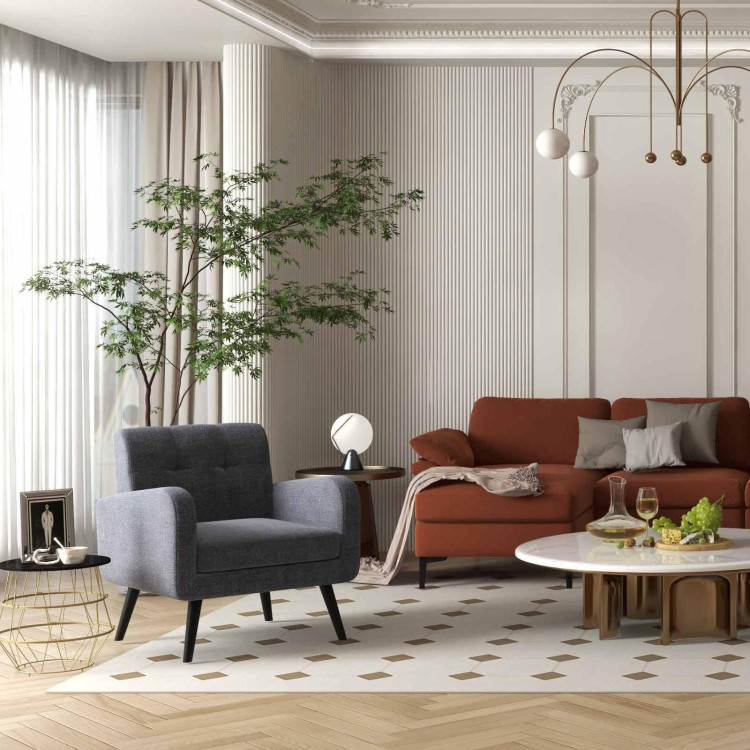 upload_1757670925603407_365709.jpg Accent Chair + Side Table + L-Shaped Sectional Sofa /3-Piece Modern Living Room Furniture Set/ - Image 1