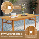 6 Pieces Patio Acacia Wood Dining Set with Bench Rectangular Table and Chairs - Image 5