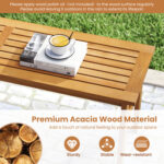 6 Pieces Patio Acacia Wood Dining Set with Bench Rectangular Table and Chairs - Image 10