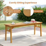 6 Pieces Patio Acacia Wood Dining Set with Bench Rectangular Table and Chairs - Image 11
