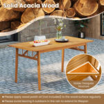 7 Pieces Patio Acacia Wood Dining Set Outdoor Rectangular Table and Chairs Set - Image 10