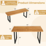 3 Pieces Patio Dining Table Set 63â€ Rectangle Table and 2 Backless Bench - Image 5