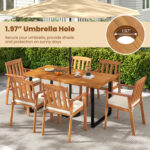 3 Pieces Patio Dining Table Set 63â€ Rectangle Table and 2 Backless Bench - Image 6
