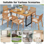 7 Pieces Patio Dining Table Set 63â€ Rectangle Table and 6 Acacia Wood Armchairs - Image 10