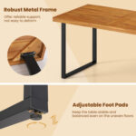 7 Pieces Patio Dining Table Set 63â€ Rectangle Table and 6 Acacia Wood Armchairs - Image 11