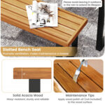 6 Pieces Patio Dining Table Set 63â€ Rectangle Table with 4 Acacia Wood Armchairs and Backless Bench - Image 10