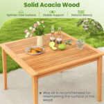 5-Pieces Patio Dining Table Set Wood Square Dining Table with 4 Chairs and Slatted Tabletop - Image 6