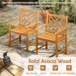 5-Pieces Patio Dining Table Set Wood Square Dining Table with 4 Chairs and Slatted Tabletop - Image 9