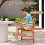 5-Pieces Patio Dining Table Set Wood Square Dining Table with 4 Chairs and Slatted Tabletop - Image 10