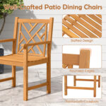 5-Pieces Patio Dining Table Set Wood Square Dining Table with 4 Chairs and Slatted Tabletop - Image 11