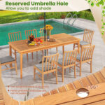 9-Pieces Patio Dining Table Set Wood Rectangular Dining Table with 8 Chairs and Slatted Tabletop - Image 7