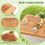 9-Pieces Patio Dining Table Set Wood Rectangular Dining Table with 8 Chairs and Slatted Tabletop - Image 8