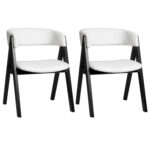 3-Piece Mid-Century Dining Set with 36â€ Round Pedestal Table and 2 Sherpa Upholstered Chairs - Image 6