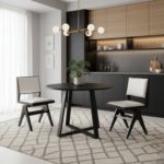 3-Piece Mid-Century Dining Set with 36â€ Round Pedestal Table and 2 Swivel Sherpa Upholstered Chairs - Image 2