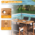 7-Pieces Patio Dining Table Set Acacia Wood Table and 6 Armchairs - Image 7