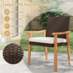 7-Pieces Patio Dining Table Set Acacia Wood Table and 6 Armchairs - Image 12