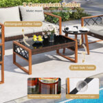 5 Pieces PE Wicker Patio Furniture Set with Acacia Wood Frame - Image 8