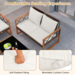 5 Pieces PE Wicker Patio Furniture Set with Acacia Wood Frame - Image 9