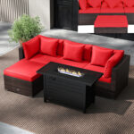 Heavy-duty Frame Rattan Sofa Set with 60000 BTU Firepit Table - Image 2