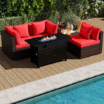 Heavy-duty Frame Rattan Sofa Set with 60000 BTU Firepit Table - Image 3