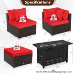 Heavy-duty Frame Rattan Sofa Set with 60000 BTU Firepit Table - Image 5