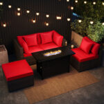 Heavy-duty Frame Rattan Sofa Set with 60000 BTU Firepit Table - Image 6