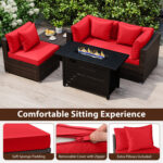 Heavy-duty Frame Rattan Sofa Set with 60000 BTU Firepit Table - Image 7