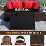 Heavy-duty Frame Rattan Sofa Set with 60000 BTU Firepit Table - Image 8