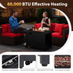 Heavy-duty Frame Rattan Sofa Set with 60000 BTU Firepit Table - Image 9