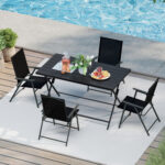 5-Piece Foldable Outdoor Dining Set for Backyard Garden Deck - Image 5