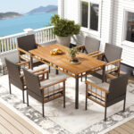 7 Pieces PE Wicker Patio Dining Set for Garden and Backyard - Image 2