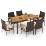 7 Pieces PE Wicker Patio Dining Set for Garden and Backyard - Image 3