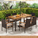 7 Pieces PE Wicker Patio Dining Set for Garden and Backyard - Image 6