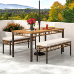 3 Pieces Acacia Wood Patio Dining Set for Deck and Backyard - Image 2