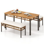 3 Pieces Acacia Wood Patio Dining Set for Deck and Backyard - Image 3