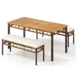3 Pieces Acacia Wood Patio Dining Set for Deck and Backyard - Image 4
