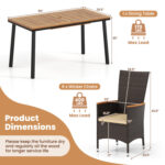Outdoor Dining Set for 6 Patio Wicker Armchairs and Acacia Wood Table - Image 5