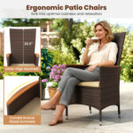 Outdoor Dining Set for 6 Patio Wicker Armchairs and Acacia Wood Table - Image 9